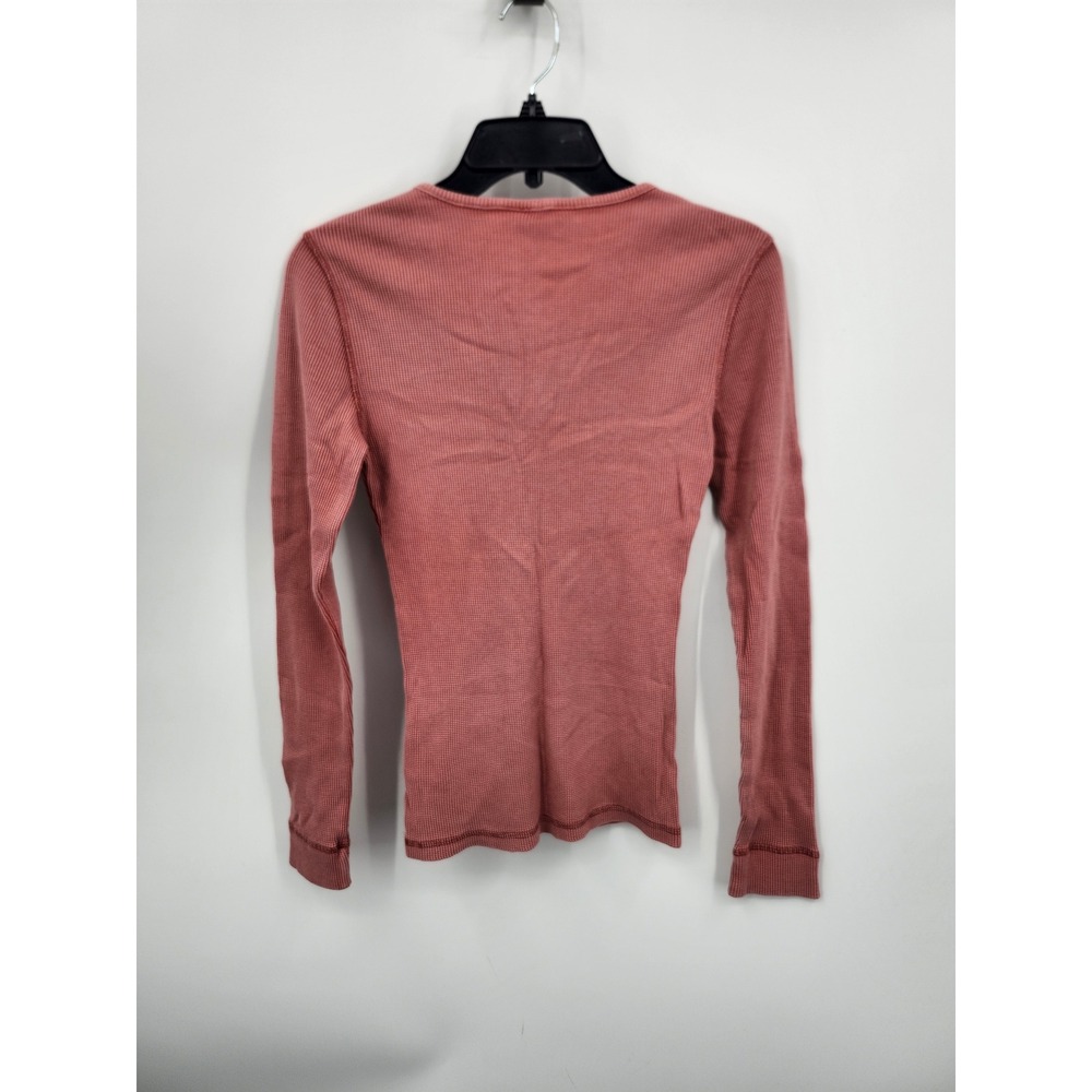 Lee Waffle Knit Cardigan Women Small Pink Long Sleeve Thermal Button Front Top - Picture 3 of 6